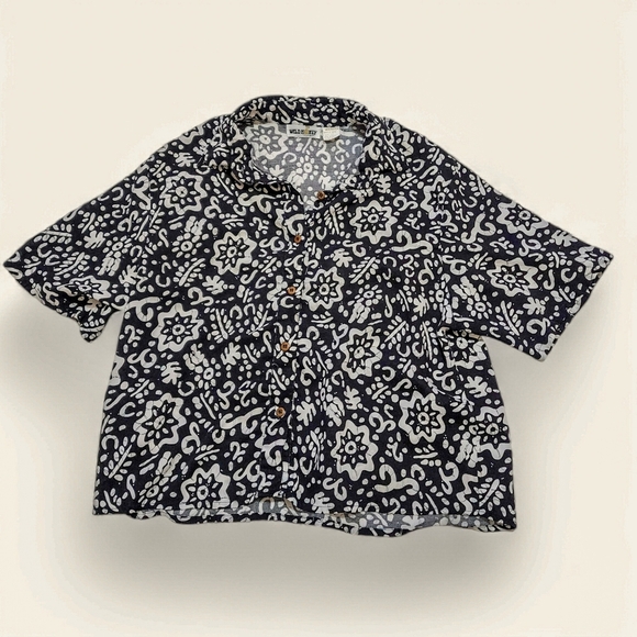 Wild Honey Vintage Tropical Print Button-Up Shirt – 90s/Y2K Rayon Blouse - Picture 2 of 6